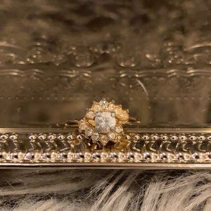 Gold ring, CZ stones.